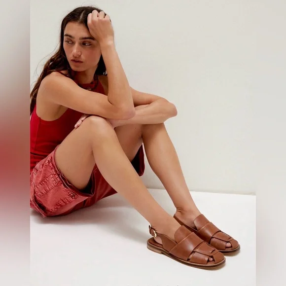 NWOB Free People Libby Fisher Squaretoe Fisherman Sandals in BLACK Size 6.5 - Picture 4 of 5